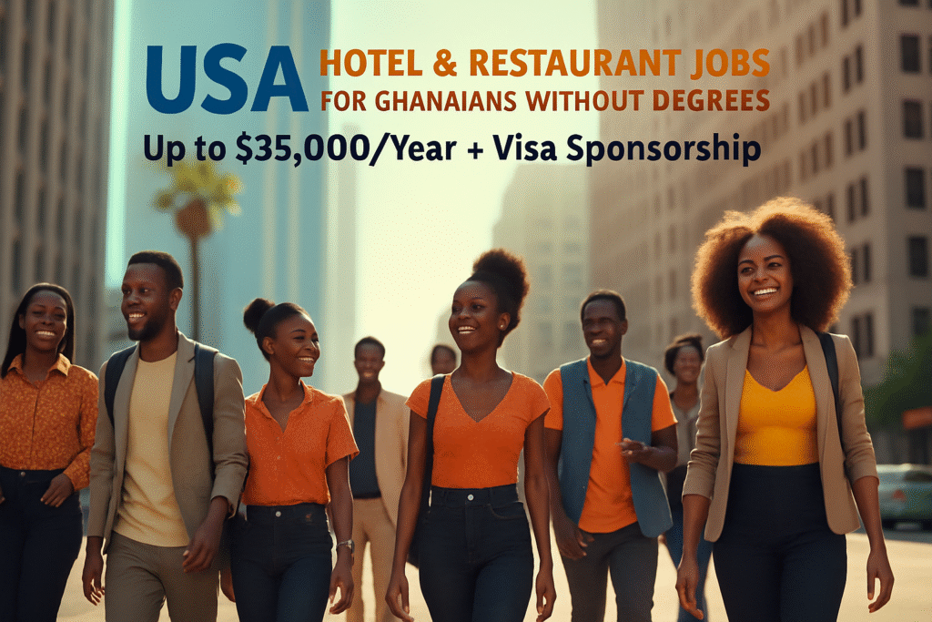 USA Hotel & Restaurant Jobs for Ghanaians Without Degrees (Up to $35,000/Year + Visa Sponsorship)